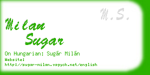 milan sugar business card